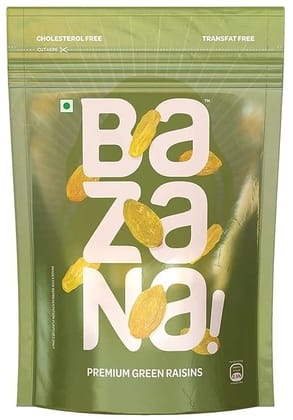 Bazana Premium Pack of Seedless Green Raisins 200g | Dried Kishmish | Pitted Kismis | Munakka Dry Fruits | Delicious & Healthy Snack