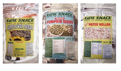 KWIK SNACK Combo of Sunflower Seeds (200 GM), Pumpkin Seeds & Watermellon (200GM) - Seeds for Eating | Non-GMO | Diet Snacks