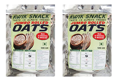 KWIK SNACK COMBO PACK OF 2 JUMBO ROLLED OATS OF (450 GM EACH) 2 X 450 GM = 900 GM