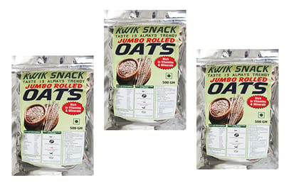 KWIK SNACK COMBO PACK OF 3 JUMBO ROLLED OATS OF (450 GM EACH) 3 X 450 GM = 1.35 KG KWIK SNACK COMBO PACK OF 3 JUMBO ROLLED OATS OF (450 GM EACH) 3 X 450 GM = 1.35 KG