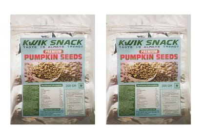 Kwik Snack Pumpkin Seeds - Raw Pumpkin Seeds for Eating | Immunity Booster Seeds | Protein Snacks (2 X 200 Gm)
