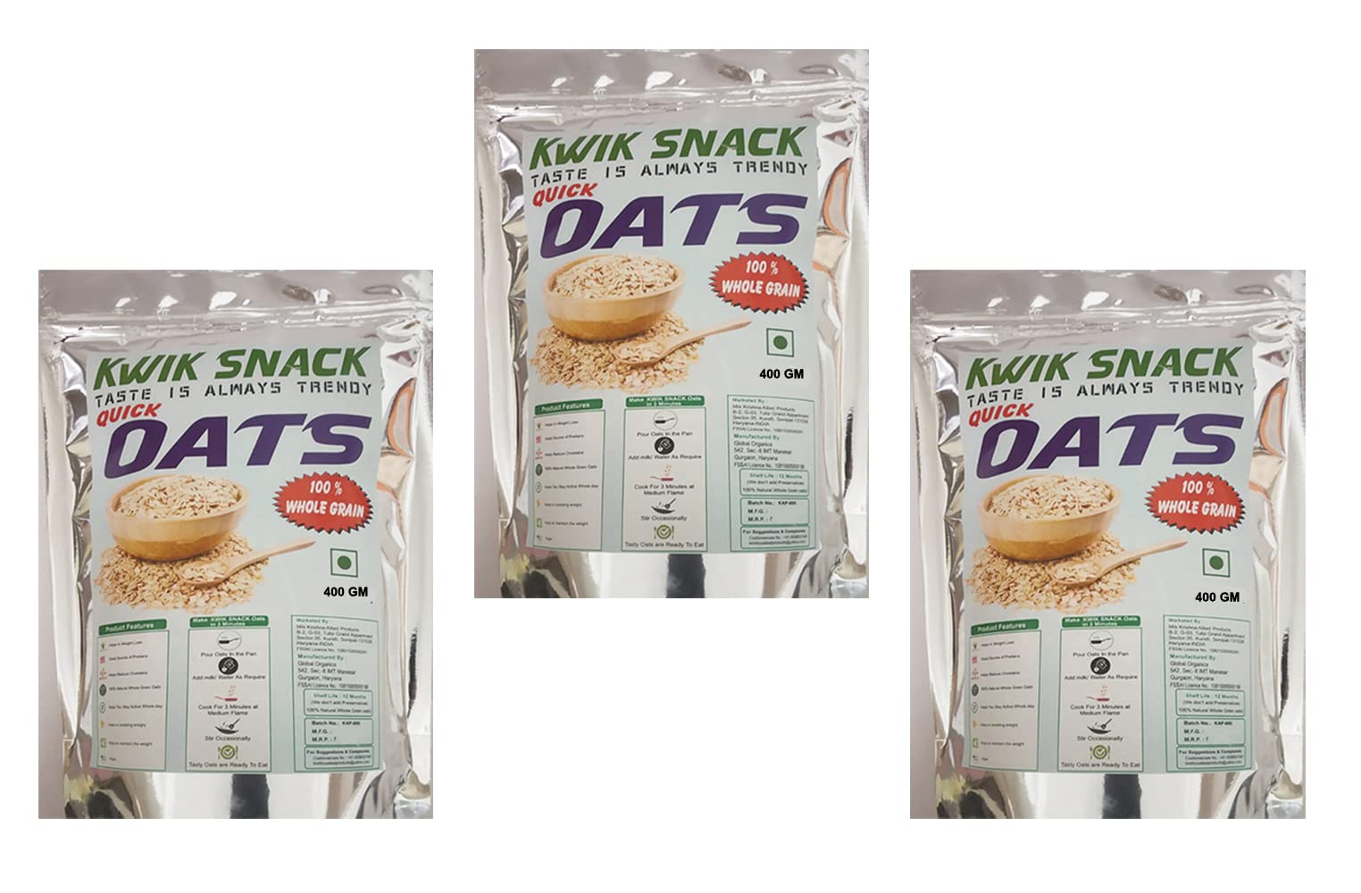 COMBO PACK OF 3 QUICK OATS (400 GM EACH)