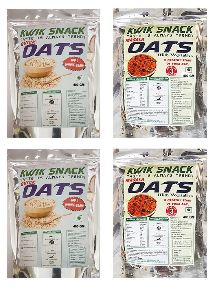 COMBO PACK OF 2 QUICK OATS & 2 MASALA OATS (400 GM EACH)
