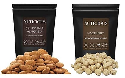 NUTICIOUS - California Almonds (Badam), Hazelnut, 250 gm X 2..Dry Fruit , Nuts & Berries