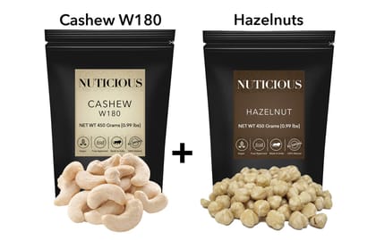 NUTICIOUS � Jumbo Cashews(Kaju) , Hazelnut Dry Fruit Nuts 450 GM X 2..�