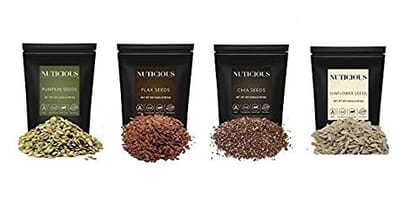NUTICIOUS � Pumpkin Seeds, Flax Seeds, Chia Seeds, Sunflower Seeds for Weight Loss 450 GM X 4 (Dry Fruit , Nuts & Berries )�
