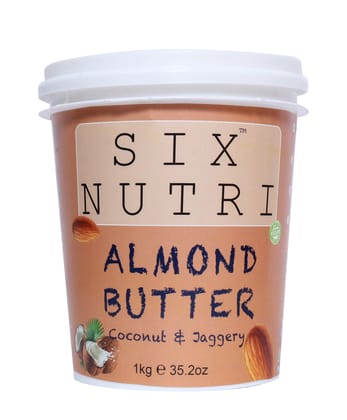 SIXNUTRI All Natural Stone Ground Keto Vegan Diet Almond Butter with Coconut & Jaggery-1KG