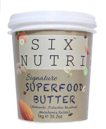 SIXNUTRI All Natural Stone Ground Keto Vegan Diet Signature Superfood Butter (Almonds, Pistachios, Hazelnuts, Macadamia Nuts and Raisins)-1 KG