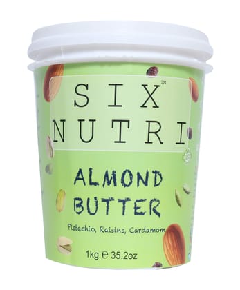 SIXNUTRI All Natural Stone Ground Keto Diet Vegan Almond Butter with Pistachios, Raisins and Cardamom-1 KG