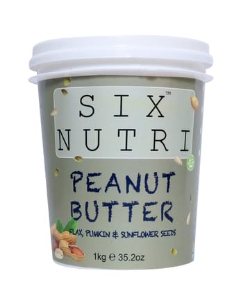SIXNUTRI All Natural Stone Ground Keto Vegan Diet Peanut Butter with Flax Seeds, Sunflower Seeds and Pumpkin Seeds-1 KG