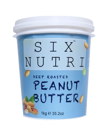 SIXNUTRIAll Natural Peanut Butter (Deep Roasted)-1 KG (Stone Ground Vegan Diet)