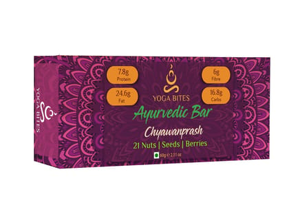 YOGABITES- Ayurveda Bars /Protein Bar /Energy Bar - 21 Nuts , Seeds , Berries with Chyawanprash-60 gm (Pack of 6)