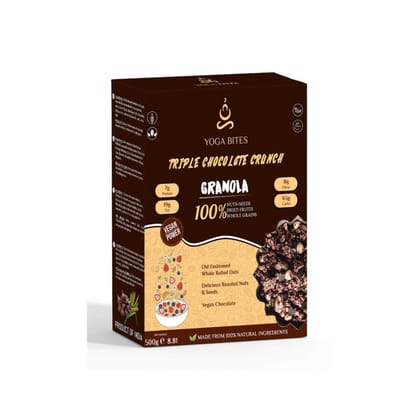 YOGABITES Triple Chocolate Crunch Granola (Almonds ,Berries ,Breakfast Cereals )- 500 gm