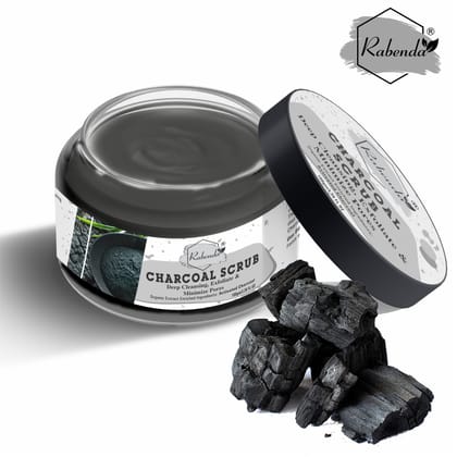 Rabenda NATURAL'S Bamboo Charcoal Face & Body Scrub With Activated Charcoal, Peppermint & Thyme For Helps in Deep Exfoliation and Remove Blackheads (100% Organic Skin Care Product) Scrub -100gm