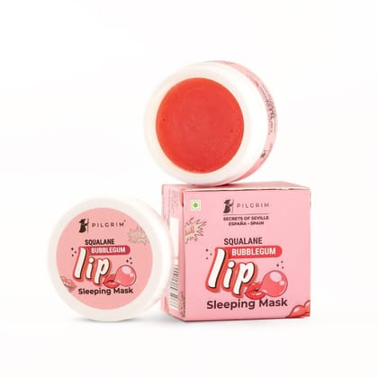 Pilgrim Spanish Squalane Lip Sleeping Mask (Bubblegum) For Unisex for Soft Lips For Perfect Pout With Shea Butter & Pomegranate For Hydrated & Soft Lips, 8g - Pink