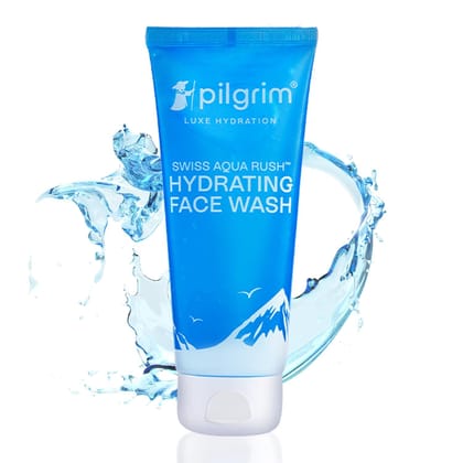 Pilgrim SWISS AQUA RUSH� HYDRATING FACE WASH for men & women | Crafted with powerful hydrators - Pentavitin, Aquaxyl, Swiss Aqua Rush | Hydrating Face wash | Refreshes skin & restores hydration|100 ml