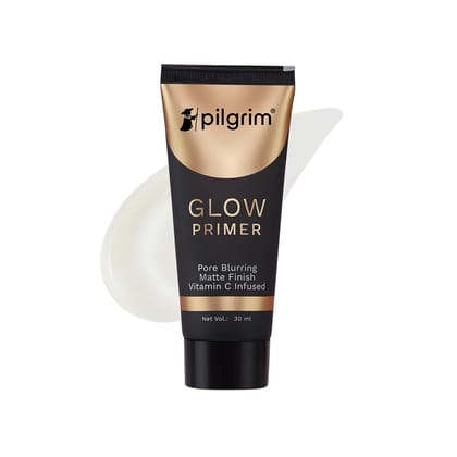Pilgrim Glow Primer Lightweight Gel Based Velvety Matte Finish, Blurs Pores, Vit C+E Infused