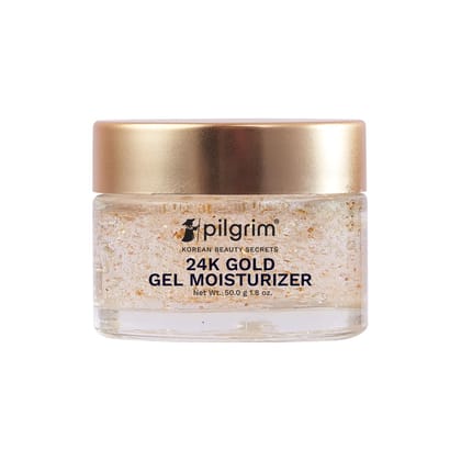 Pilgrim 24k Gold Gel Moisturizer with Hyaluronic Acid & Alpha Arbutin for men & women 50gm | Moisturizer for face | Reduces dark spots | Gives luxurious glow | Non-greasy