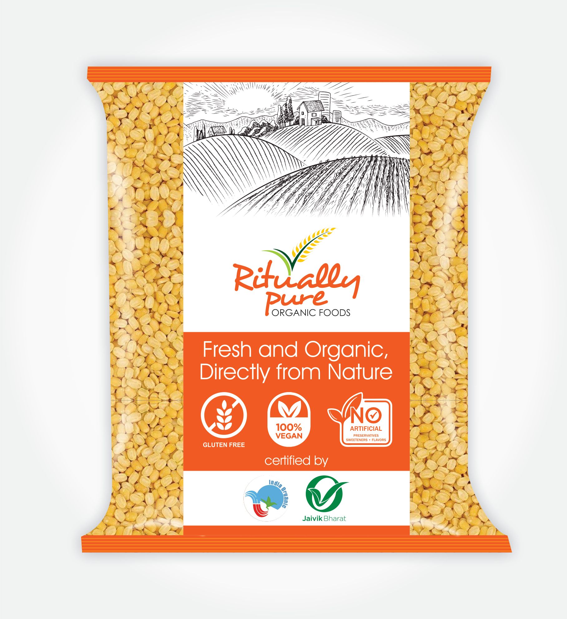 Ritually Pure 100% Organic | Dry & Unpolished Pulses |Moong Mogar Dal | Moong Dhuli Dal | 500 Gm Pack