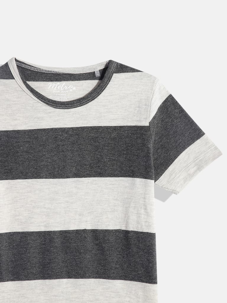 Boys Striped Round Neck T-shirt