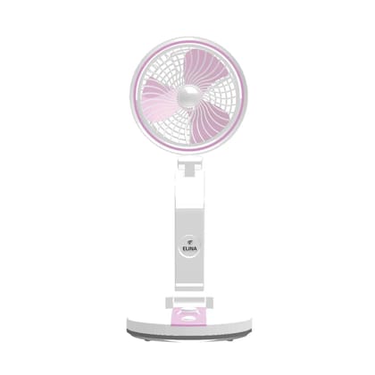 Elina Wireless Portable Folding Fan with LED Light | USB Rechargeable | Quiet Operation | Can be used as Table or Desktop Fan | Ideal for both Home & Outdoor Use, Multicolor