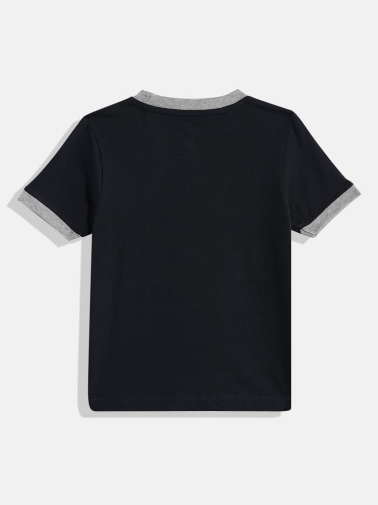 Boys Solid Round Neck T-shirt with contrast rib