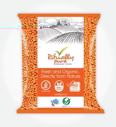 Ritually Pure 100% Organic | Dry & Unpolished Pulses | Malka Masoor | 500 Gm Pack