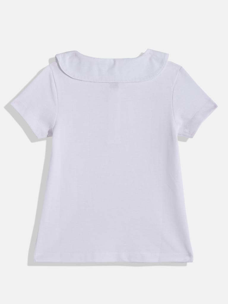 Girls Solid Polo Collar T-shirt