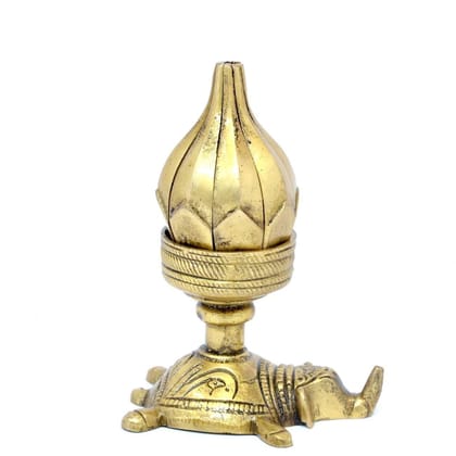 Brass Curved Metal Flower Candle holder On Elephant - 4*2*4.5 inch (BS1190 A)