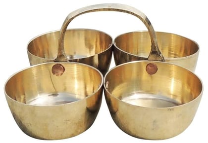 Brass Chokta Small 4 Bowl Combined- 3.1*3.1*1.8 inch (Z142 B)