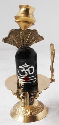 Brass Shiv Ling Black Stone No. 3 - 3.6*2.5*5.5 inch (Z396 D)