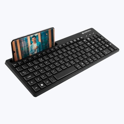 Zebronics K36 Wired USB Keyboard: 106 Keys, Slim Design, Smartphone Holder, Retractable Stand, 1.2m Cable Length with ₹ Rupee Key