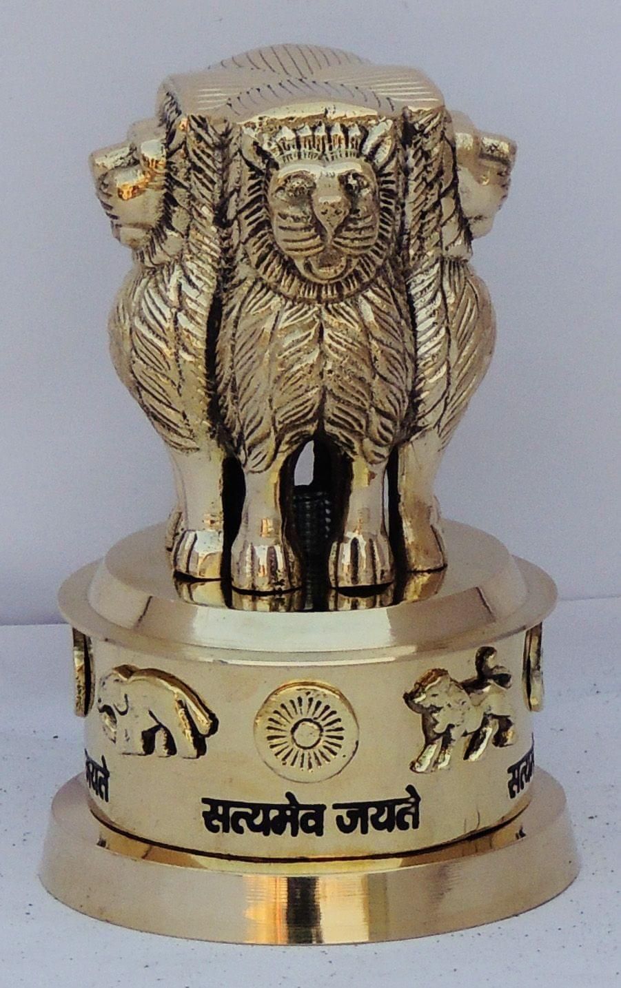 Brass Table Decor Showpiece Ahsok Lath - 3.5*3.5*5.4 inch (F670 E)