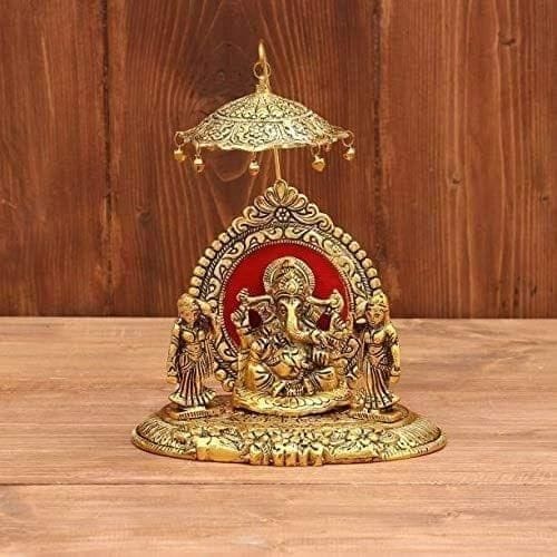 Showpiece Ganeshji with Ridhi Sidhi Gold - 6.5*5.5*8.5 inch (AS133 G)