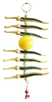 Aluminium Wall Hanging Showpiece Nimbu Mirchi Latkan  - 4.5*1.3*9 inch (AS269 B)