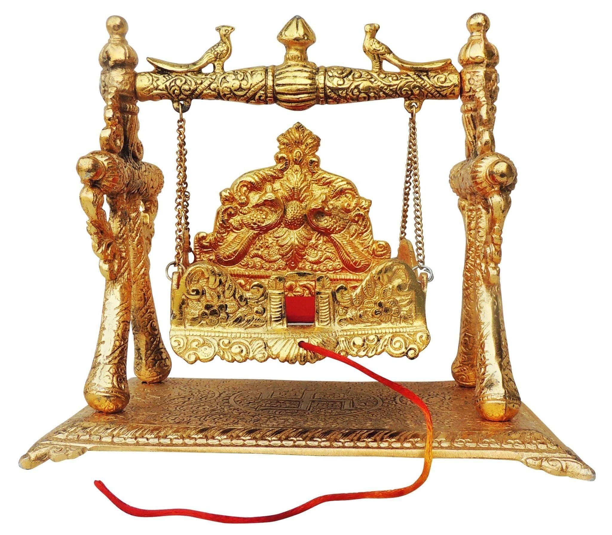 Aluminium Showpiece Jhula Gold Antique Statue - 9.3*6.2*8 Inch (AS258 A)