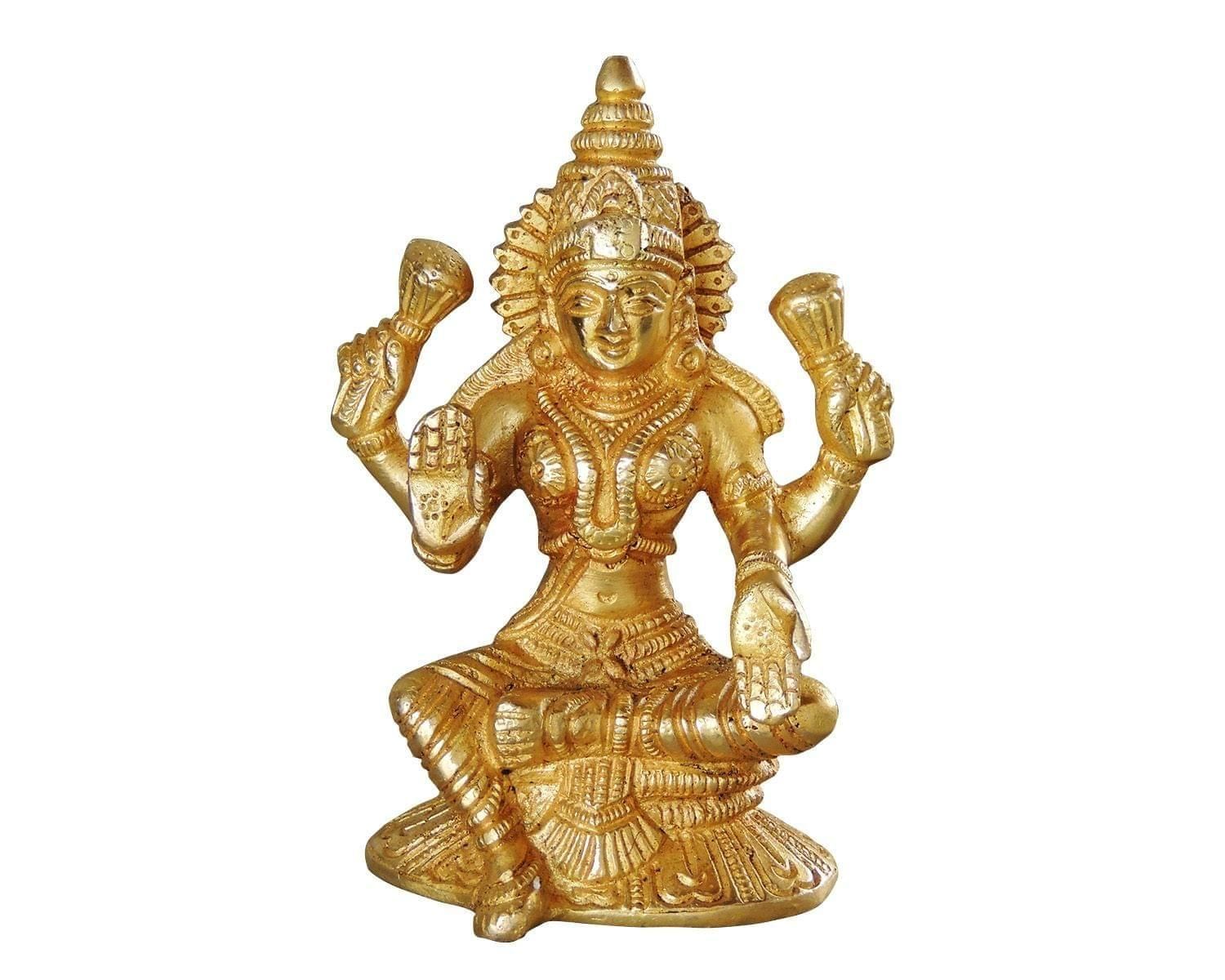 Brass Showpiece Laxmi Ji God Idol Statue - 2.5*2.5*5 inch (BS1041 L)