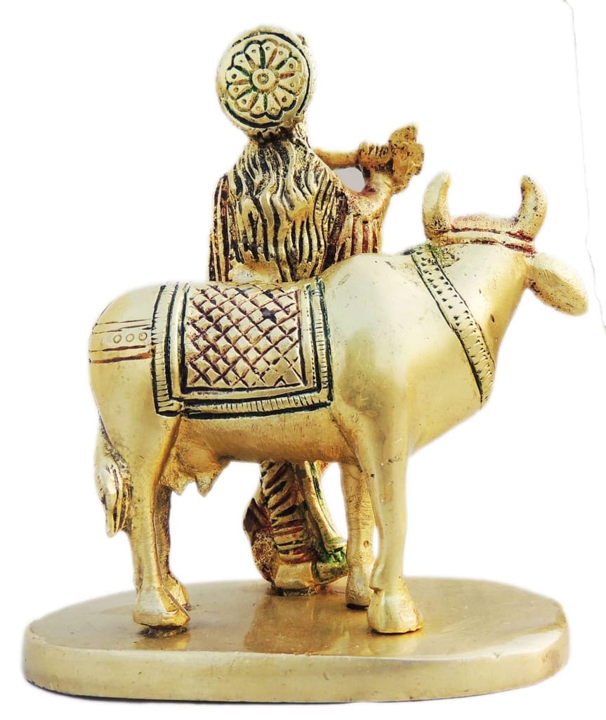 Premium Home - - or - - Decor Brass Showpiece Cow Krishna Statue - 4*2.5*5 inch (BS1243 B) 2025 