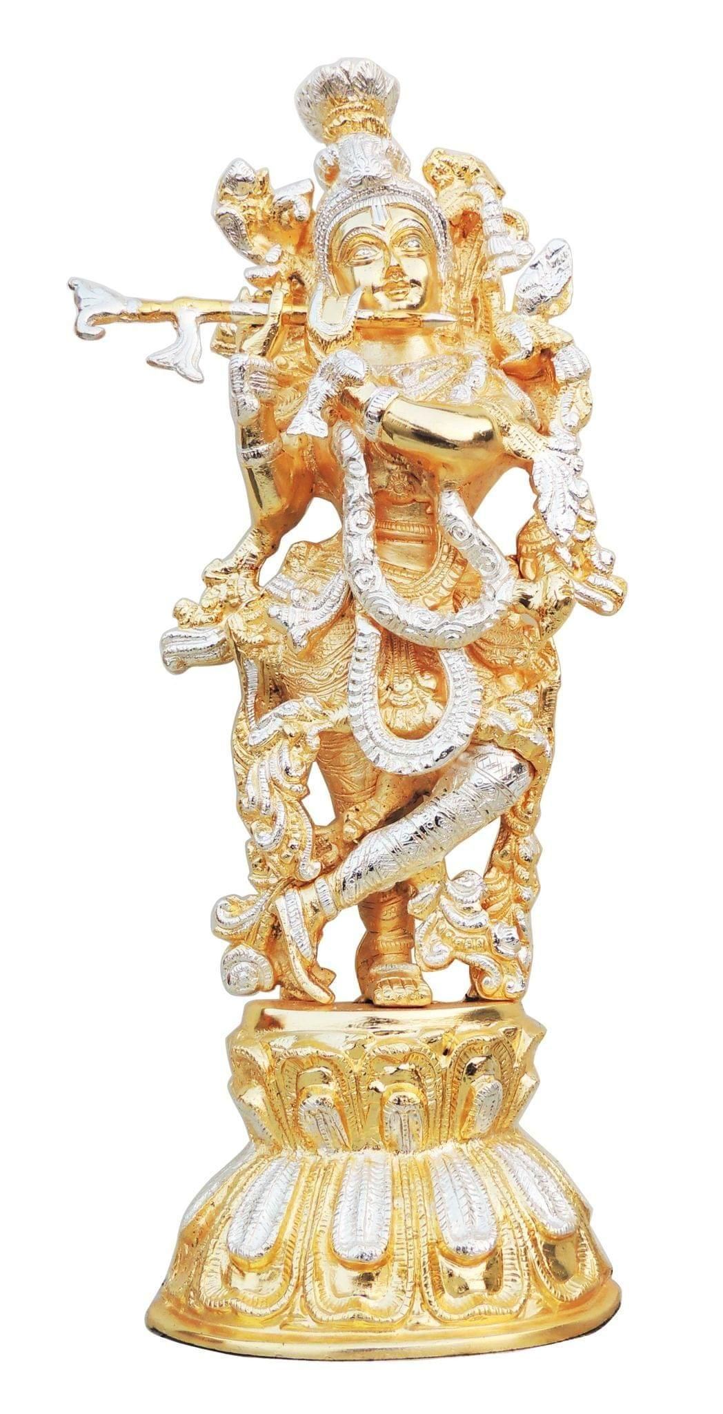 Brass Showpiece Krishna In Two Tone Finish Statue - 7.5*4.5*17.5 Inch (BS473 B)