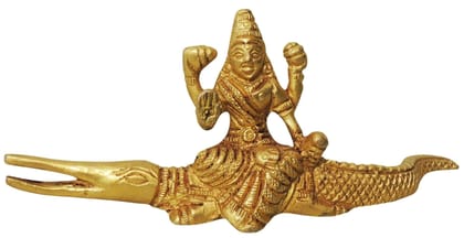 Brass Showpiece Ganga Ji Sitting On Crocodile - 5.5*1*2.5 Inch (BS814 A)