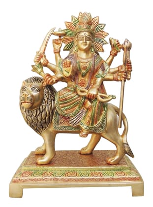 Brass Showpiece Durga Ji God Idol Statue - 9*4.2*12.5 inch (BS937 C)