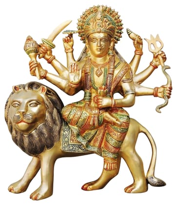 Brass Showpiece Durga Ji God Idol Statue - 11.3*4.5*12.3 inch (BS937 D)