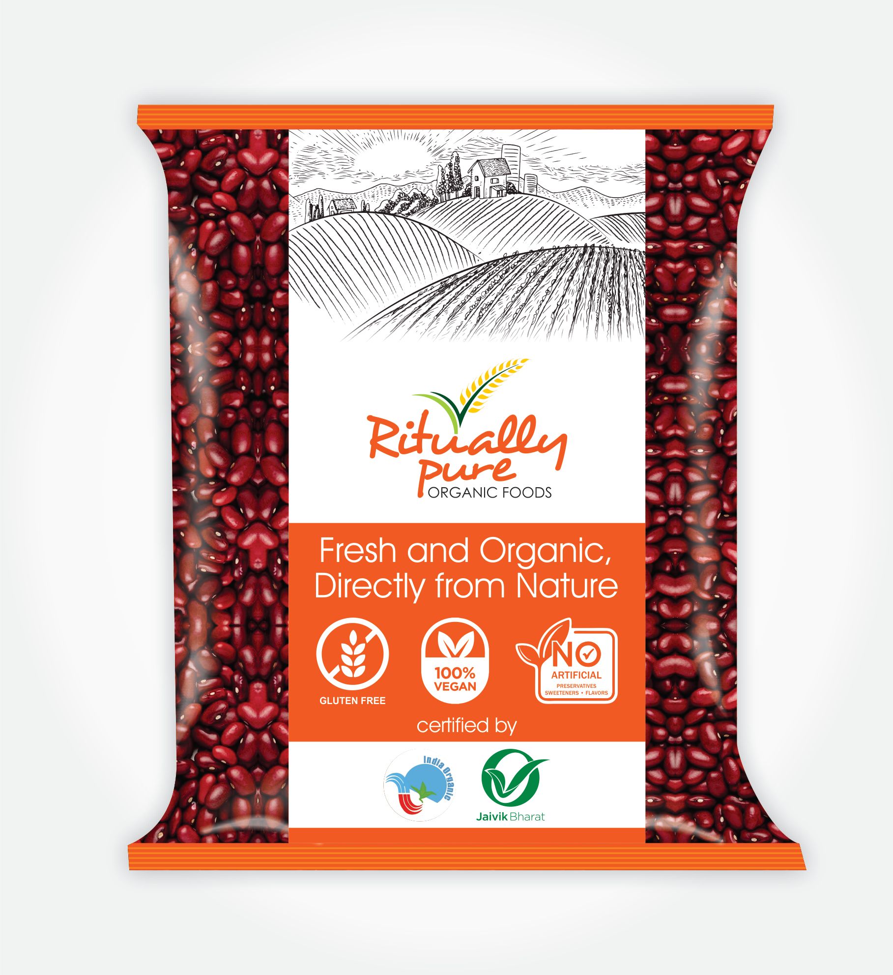 Ritually Pure 100% Organic | Dry & Unpolished Pulses | Rajma Jammu | Kidney Beans | 1 Kg Pack