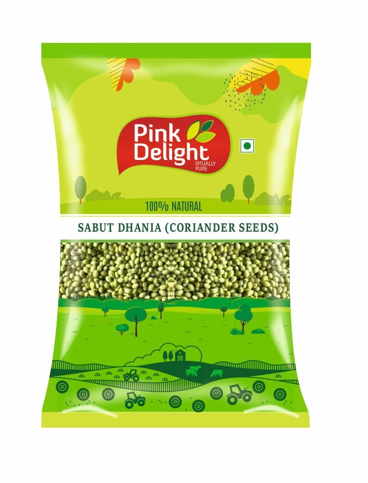 Pink Delight Spices | Dhania Sabut (Coriander Whole) | Natural & Organic Whole Spices | 500 Gm Pack
