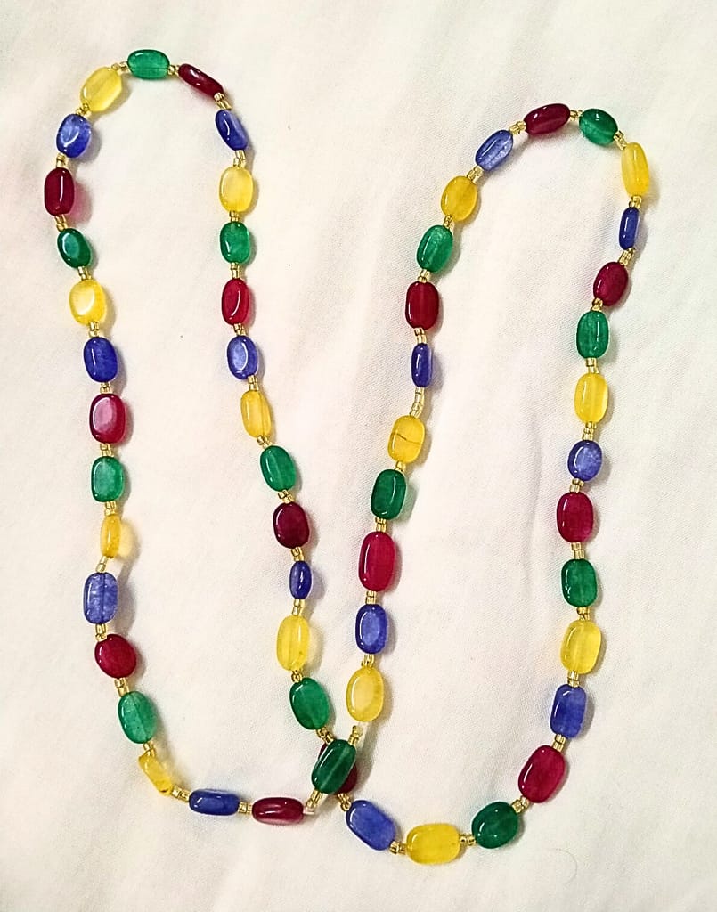 Handmade Quartz Flat Glass Beads Necklace Set-(NL-05)