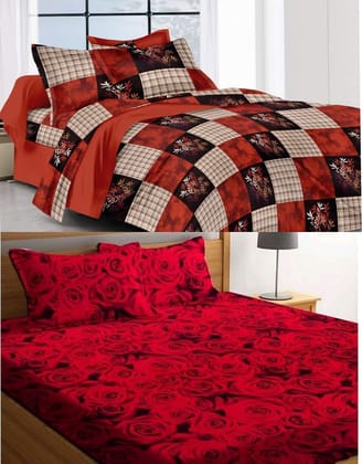 Royal Home Polycotton Printed Double Bedsheet Combo Pack of 2 Pieces Bedsheet and 4 pc Pillow Covers , Multicolor