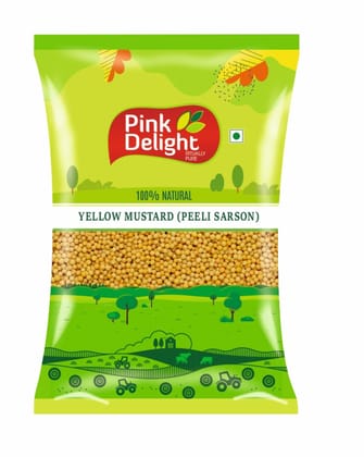 Pink Delight Spices | Sarso Peeli (Yellow Mustard Seed) | Natural & Organic Whole Spices | 200 Gm Pack