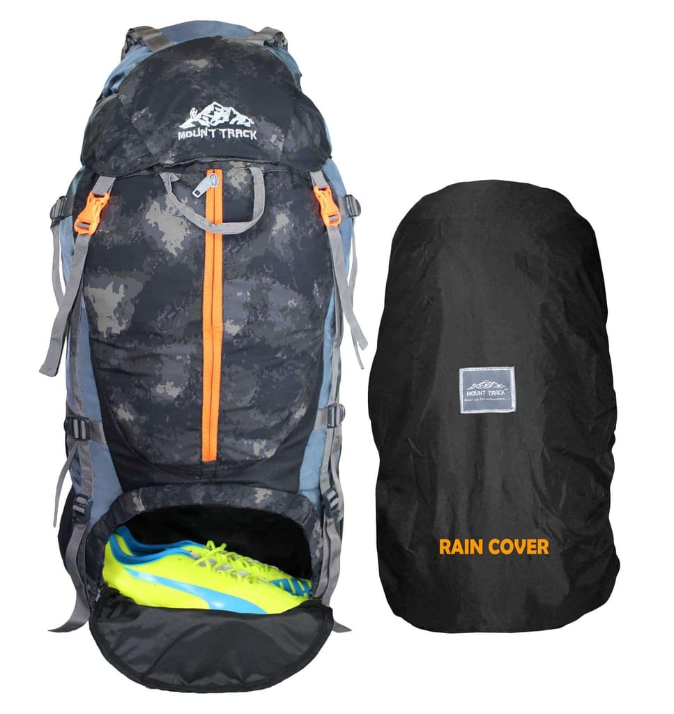 MOUNT TRACK discover internal frame camping backpack trekking hiking rucksack travel bag/water proof rain Cover/shoe compartment black