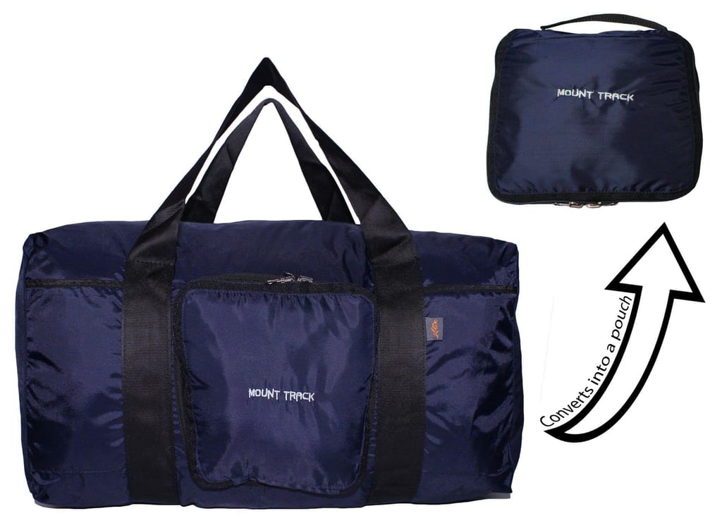 MOUNT TRACK Unisex Nylon Foldable Waterproof Navy Blue Travel Duffle Bag