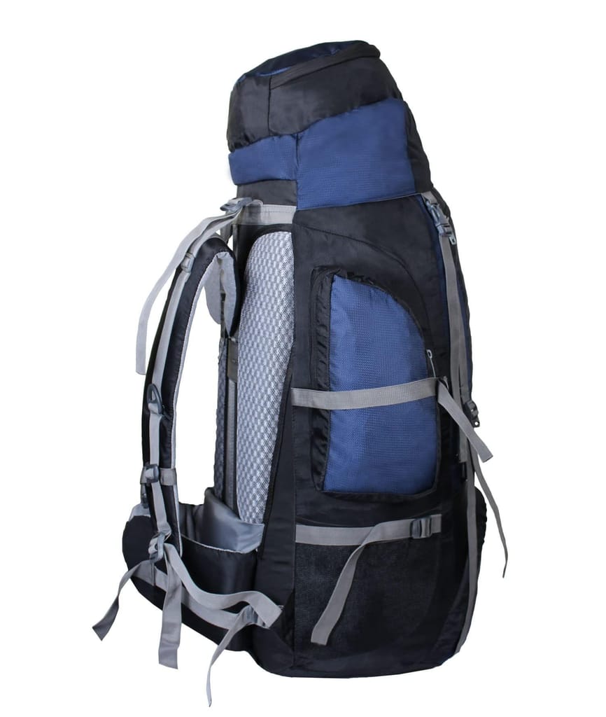 MOUNT TRACK 70 Ltrs internal frame camping backpack trekking hiking rucksack travel bag front & top loading/water proof rain Cover/shoe compartment (Blue)